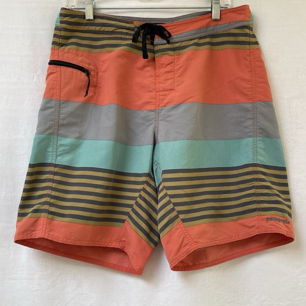 Patagonia Wavefarer Board Shorts Adult Mens 34 Striped Surf Beach Summer Outdoor